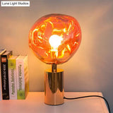 Modern Molten Glass Table Lamp - Hand-Blown Silver/Gold With 1 Head For Living Rooms