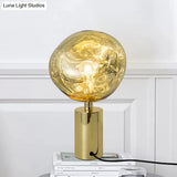 Modern Molten Glass Table Lamp - Hand-Blown Silver/Gold With 1 Head For Living Rooms