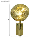 Modern Molten Glass Table Lamp - Hand-Blown Silver/Gold With 1 Head For Living Rooms