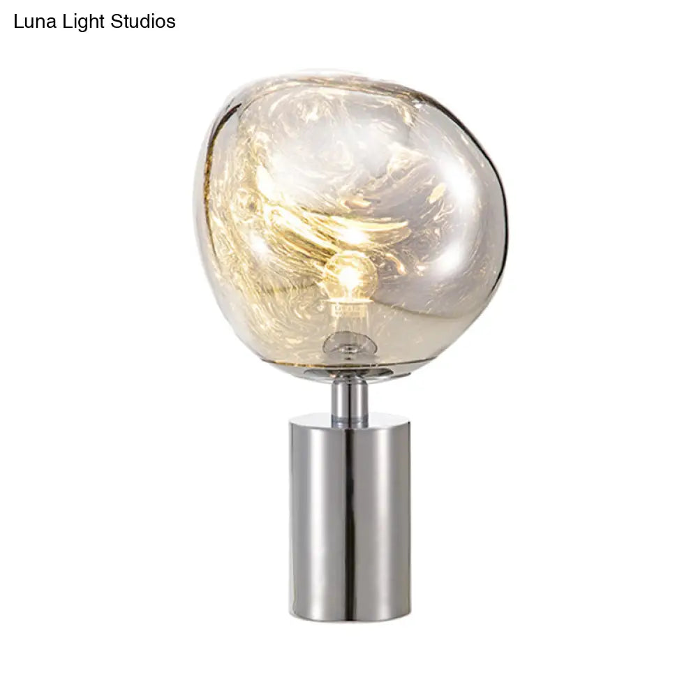Modern Molten Glass Table Lamp - Hand-Blown Silver/Gold With 1 Head For Living Rooms