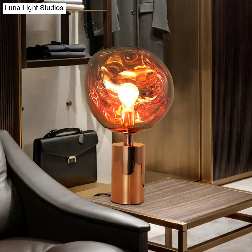 Modern Molten Glass Table Lamp - Hand-Blown Silver/Gold With 1 Head For Living Rooms
