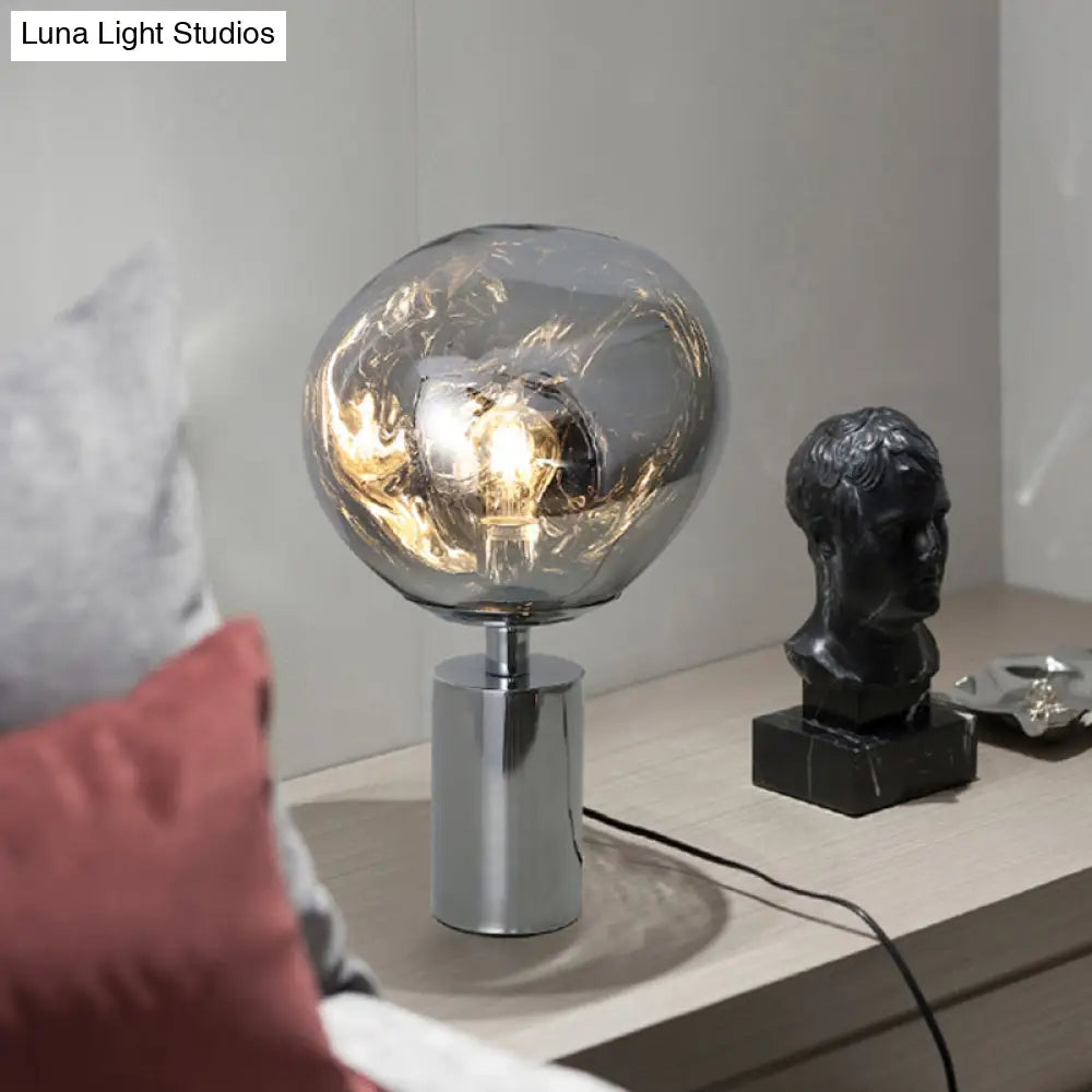 Modern Molten Glass Table Lamp - Hand-Blown Silver/Gold With 1 Head For Living Rooms