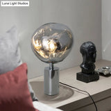 Modern Molten Glass Table Lamp - Hand-Blown Silver/Gold With 1 Head For Living Rooms