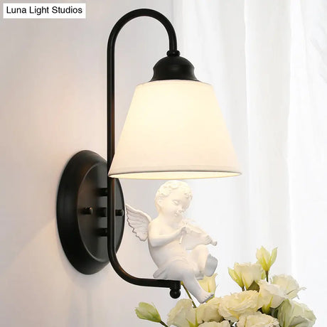 Modern Monochrome Angel Deco Wall Light - Elegant Metal Lamp For Adult Bedroom