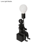 Modern Monochrome Boy Wall Light For Bedroom - Resin 1 Head Lamp