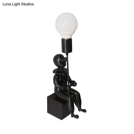 Modern Monochrome Boy Wall Light For Bedroom - Resin 1 Head Lamp