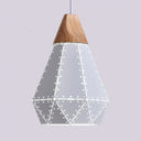 Modern Monochrome Pendant Light - Metallic Diamond Shape In Black/Grey/White 1 – Ideal For