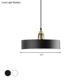 Modern Monochrome Round Shade Hanging Light - Stylish Aluminum Pendant For Study Room