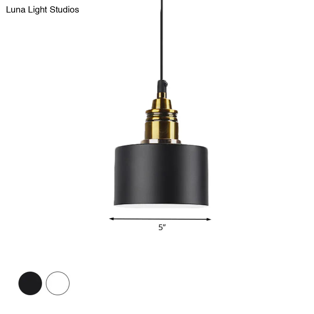 Modern Monochrome Round Shade Hanging Light - Stylish Aluminum Pendant For Study Room