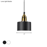 Modern Monochrome Round Shade Hanging Light - Stylish Aluminum Pendant For Study Room