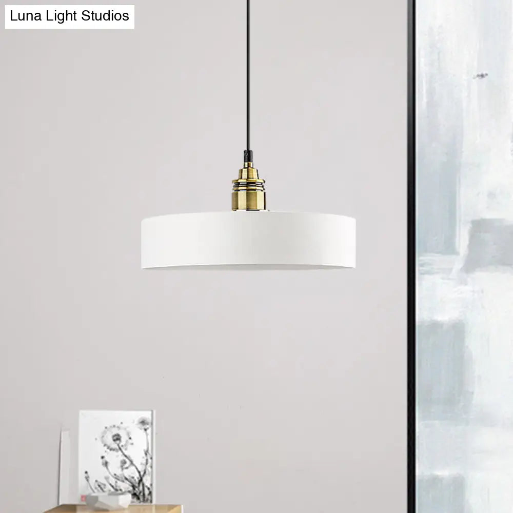 Modern Monochrome Round Shade Hanging Light - Stylish Aluminum Pendant For Study Room