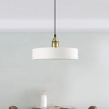 Modern Monochrome Round Shade Hanging Light - Stylish Aluminum Pendant For Study Room White / 12’