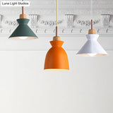 Modern Multi-Color Cone And Dome Pendant Light With 3 Metal Lights - Linear/Round Canopy