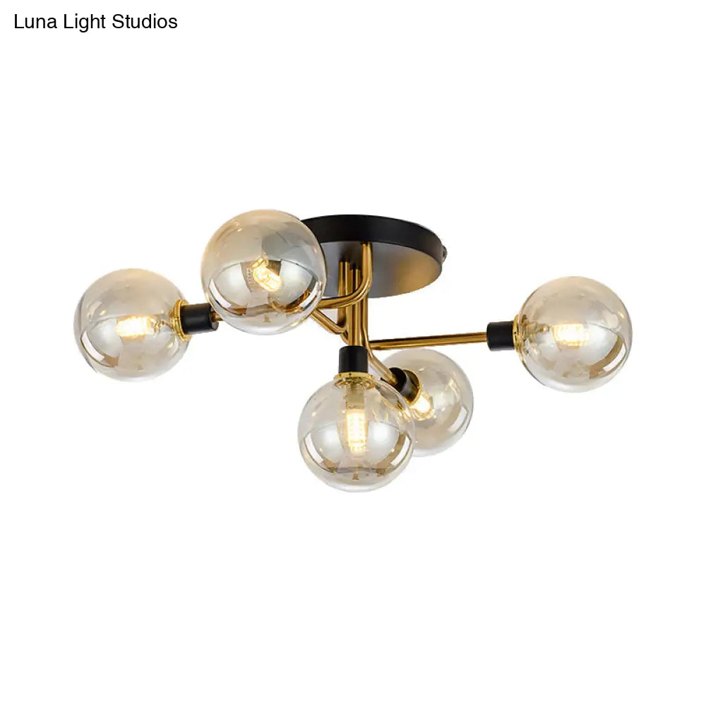 Modern Multi - Head Ceiling Lamp With Glass Metal Sphere Shade For Hotels