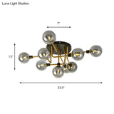 Modern Multi - Head Ceiling Lamp With Glass Metal Sphere Shade For Hotels
