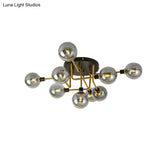 Modern Multi - Head Ceiling Lamp With Glass Metal Sphere Shade For Hotels