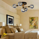 Modern Multi - Head Ceiling Lamp With Glass Metal Sphere Shade For Hotels 5 / Smoke Gray