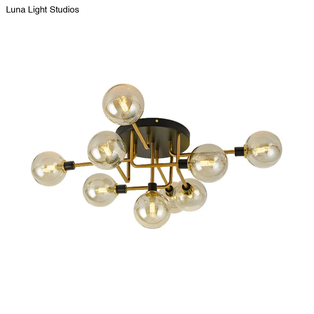 Modern Multi - Head Ceiling Lamp With Glass Metal Sphere Shade For Hotels