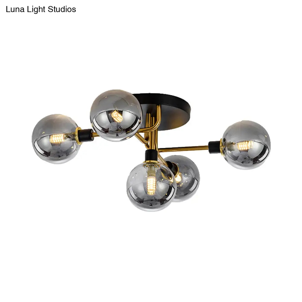 Modern Multi - Head Ceiling Lamp With Glass Metal Sphere Shade For Hotels
