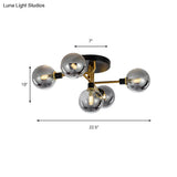 Modern Multi - Head Ceiling Lamp With Glass Metal Sphere Shade For Hotels