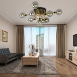Modern Multi - Head Ceiling Lamp With Glass Metal Sphere Shade For Hotels 9 / Smoke Gray