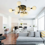 Modern Multi - Head Ceiling Lamp With Glass Metal Sphere Shade For Hotels 9 / White