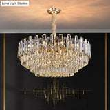 Modern Multi-Tiered Living Room Chandelier With K9 Crystal Simplicity - Clear Pendant Light Fixture