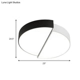 Modern Nordic 2 - Semicircular Ceiling Light - Integrated Led Flush Mount In Black & White Acrylic