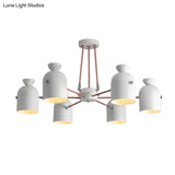 Modern Nordic 6-Head Chandelier Lamp with Half-Capsule Design and Metallic Finish in White White