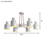 Modern Nordic 6-Head Chandelier Lamp with Half-Capsule Design and Metallic Finish in White White