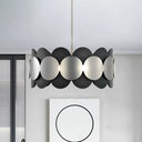 Modern Nordic Black Drum Pendant Light With 6 Bulbs - Metallic Ceiling Chandelier For Bedroom