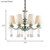 Modern Nordic Cone Pendant Lamp With 8 Lights And Crystal Drop - Green Bedroom Chandelier