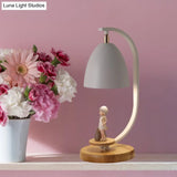 Modern Nordic Conical Nightstand Lamp - White/Black Metallic 1 Light Girl Decor