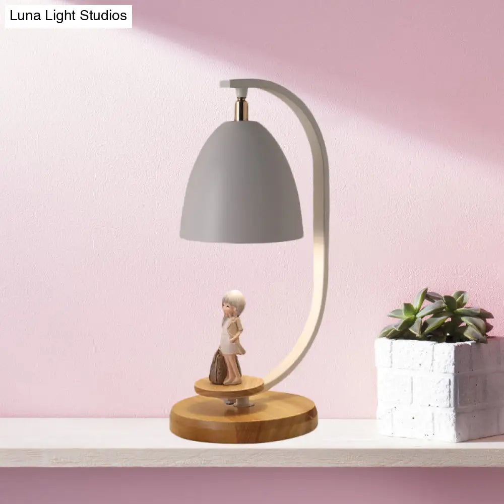 Modern Nordic Conical Nightstand Lamp - White/Black Metallic 1 Light Girl Decor