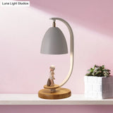 Modern Nordic Conical Nightstand Lamp - White/Black Metallic 1 Light Girl Decor