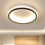 Modern Nordic Drum Flush Mount Led Ceiling Light In Metallic Black With Stepless Dimming Control -