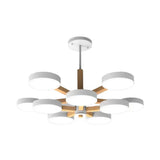 Modern Nordic Hanging Light: Acrylic & Wood Round Chandelier For Living Room 10 / White