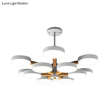 Modern Nordic Hanging Light: Acrylic & Wood Round Chandelier For Living Room