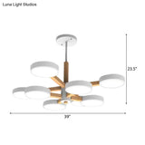 Modern Nordic Hanging Light: Acrylic & Wood Round Chandelier For Living Room