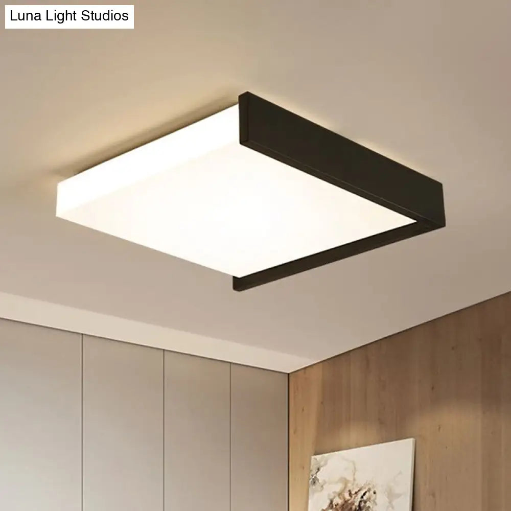 Modern Nordic Led Ceiling Light With Acrylic Square Design In Black And White