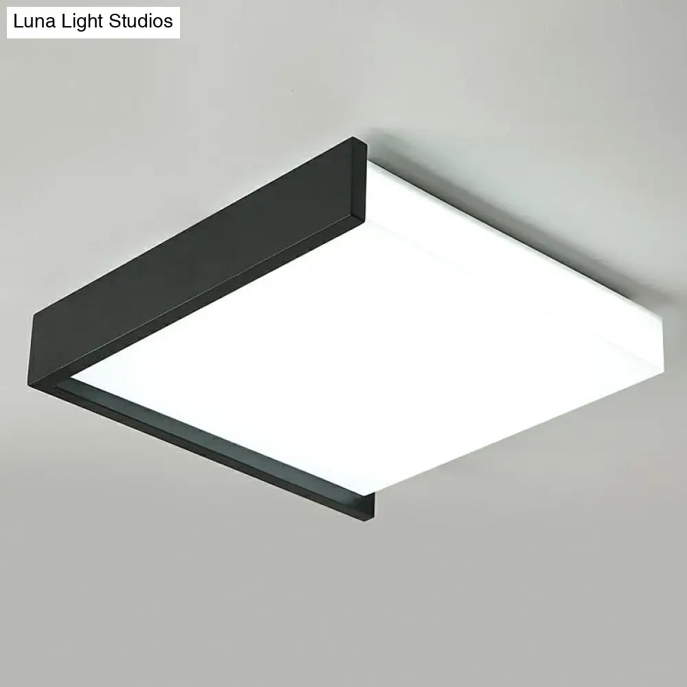 Modern Nordic Led Ceiling Light With Acrylic Square Design In Black And White