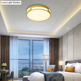 Modern Nordic Led Flush Ceiling Light With Round Acrylic Shade In Blue/Green/Pink/Yellow