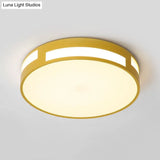 Modern Nordic Led Flush Ceiling Light With Round Acrylic Shade In Blue/Green/Pink/Yellow