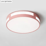Modern Nordic Led Flush Ceiling Light With Round Acrylic Shade In Blue/Green/Pink/Yellow