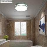 Modern Nordic Led Flush Ceiling Light With Round Acrylic Shade In Blue/Green/Pink/Yellow