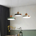 Modern Nordic Led Hanging Acrylic Lamp With Wood Accent In Grey/White/Green Grey