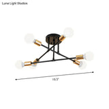 Modern Nordic Metal Semi Flush Mount Ceiling Light Fixture - 6 Lights Black/White Bedroom Lighting
