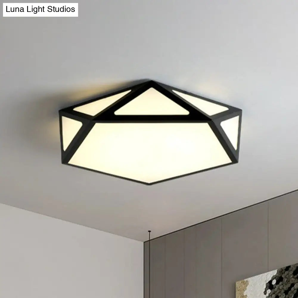 Modern Nordic Pentagon Led Flush Mount Light Fixture For Bedrooms Black / White
