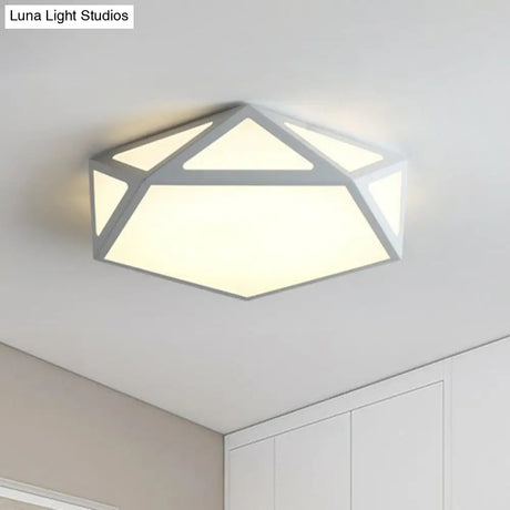 Modern Nordic Pentagon Led Flush Mount Light Fixture For Bedrooms White /