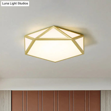 Modern Nordic Pentagon Led Flush Mount Light Fixture For Bedrooms Gold / White